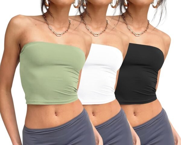 Womens 3 Pack Tube Tops Crop Going Out Strapless Basic Backless Bandeau Bra Summer Outfits 2026
