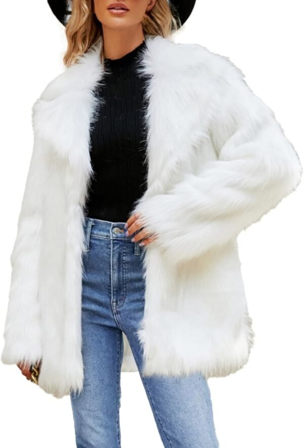 Winter Coats for Women Open Front Faux Fur Fluffy Cardigan Long Sleeve Outwear Shaggy Jacket Warm Soft Plush Clothes