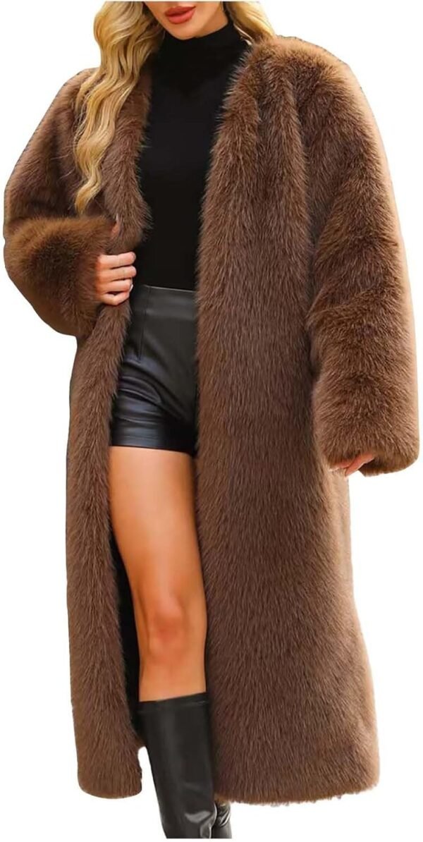 Long Faux Fur Coats for Women Open Front Cardigan Fuzzy Fleece Jacket Warm Winter Coats Fashion Outfits 2026