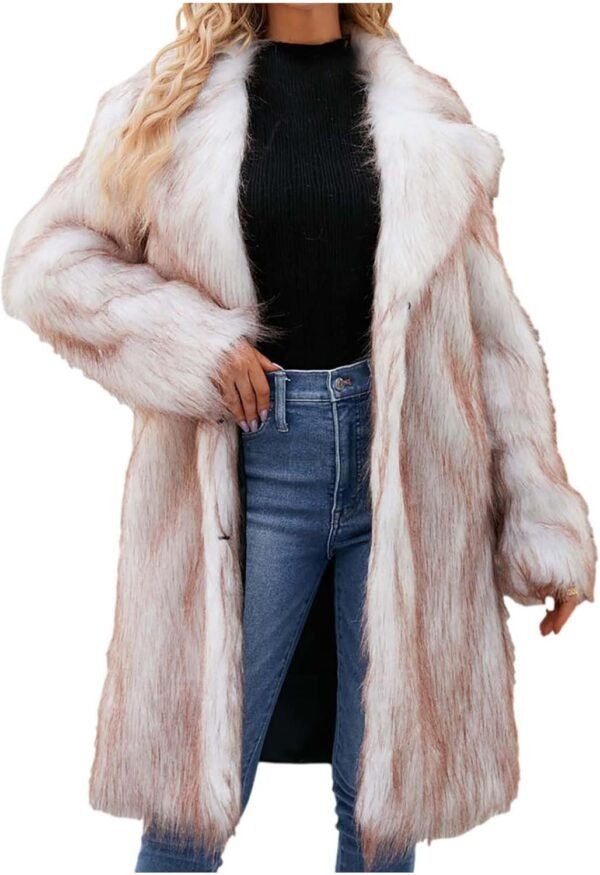 Womens Long Faux Fur Coat Oversized Loose Winter Jackets Trendy Luxury Trench Coat 2026 Open Front Lapel Outerwear