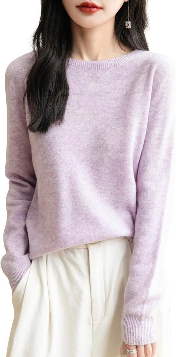 Women's 100% Merino Wool 2026 Fall Winter  Ready to Wear Long Sleeve Seamless Knit Crewneck Sweater