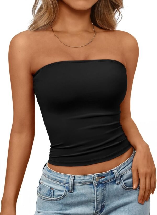 Womens Strapless Tube Tops Basic Backless Sleeveless Bandeau Going Out Crop Tops Cute 2026 Summer Clothes