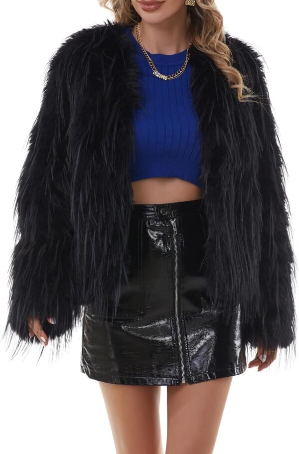 Faux Fur Coat Women’s Jacket Shaggy Outwear Long Sleeve Warm Winter