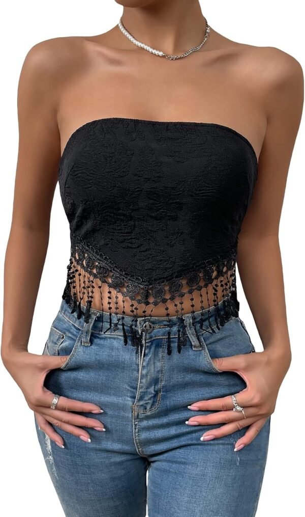 Women's Boho Crop Tube Top Floral Tie Back Cute Bandana Tops