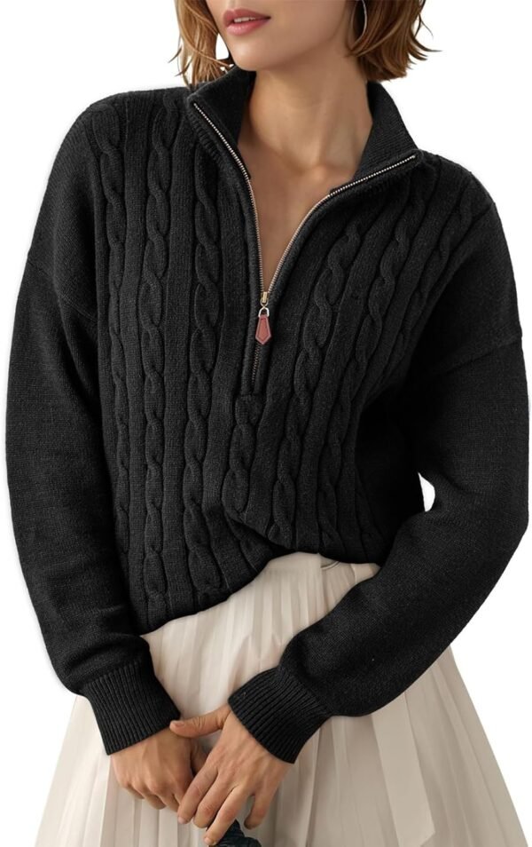 Women's Sweaters 2026 Fall Winter Quarter Zip Casual Ribbed Knitwear Pullover